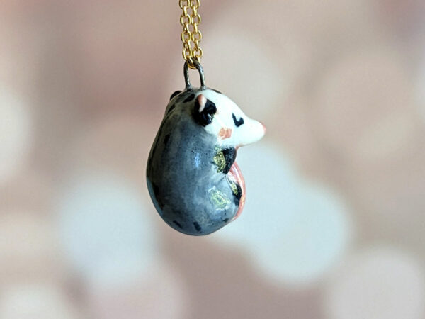 sleepy opossum cute porcelain pendant