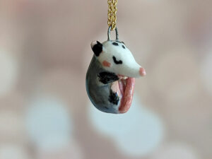 sleepy opossum cute porcelain pendant