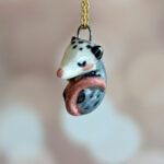 sleepy opossum cute porcelain pendant