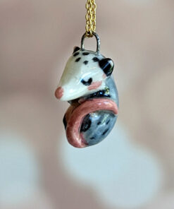 sleepy opossum cute porcelain pendant