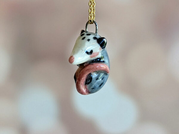sleepy opossum cute porcelain pendant