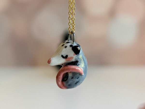 sleepy opossum cute porcelain pendant