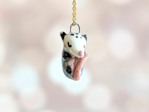 sleepy opossum cute porcelain pendant
