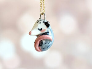 sleepy opossum cute porcelain pendant