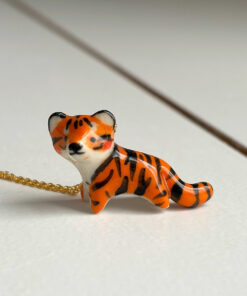cute handmade porcelain tiger pendant by kness