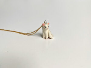 white cat porcelain pendant
