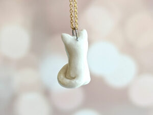 white cat porcelain pendant