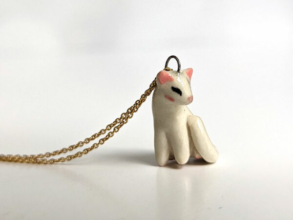white cat porcelain pendant
