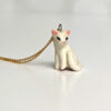 white cat porcelain pendant