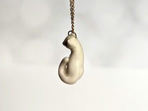 white cat porcelain pendant
