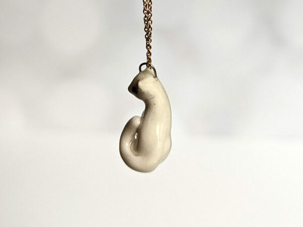 white cat porcelain pendant