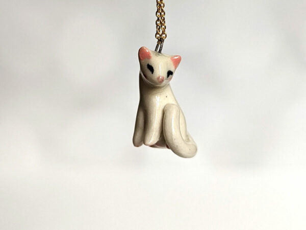 white cat porcelain pendant