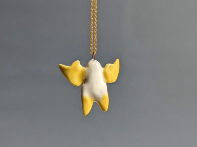 Honduran White Bat Ceramic Pendant - Image 3