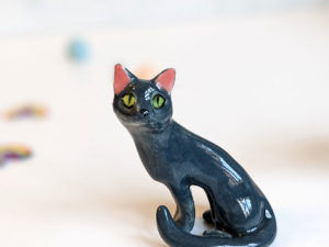 blue cat porcelain figurine