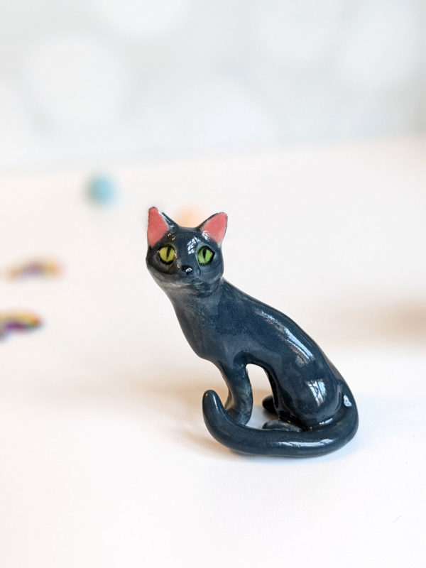 blue cat porcelain figurine