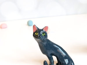 blue cat porcelain figurine