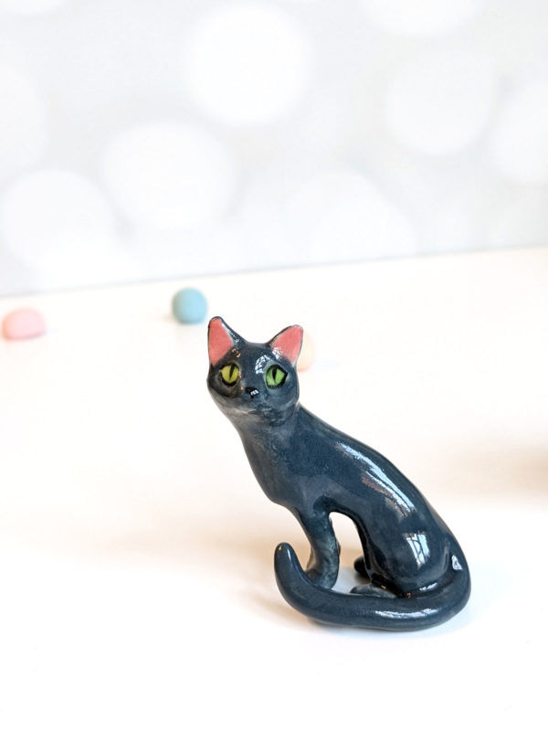 blue cat porcelain figurine