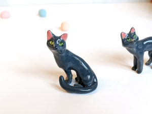 blue cat porcelain figurine