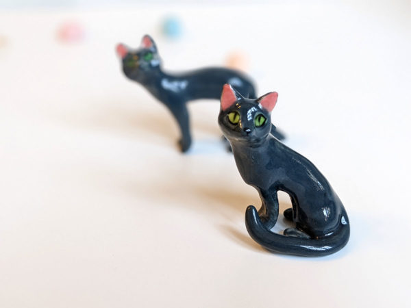 blue cat porcelain figurine