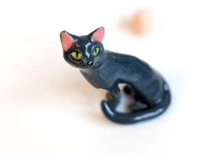 blue cat porcelain figurine