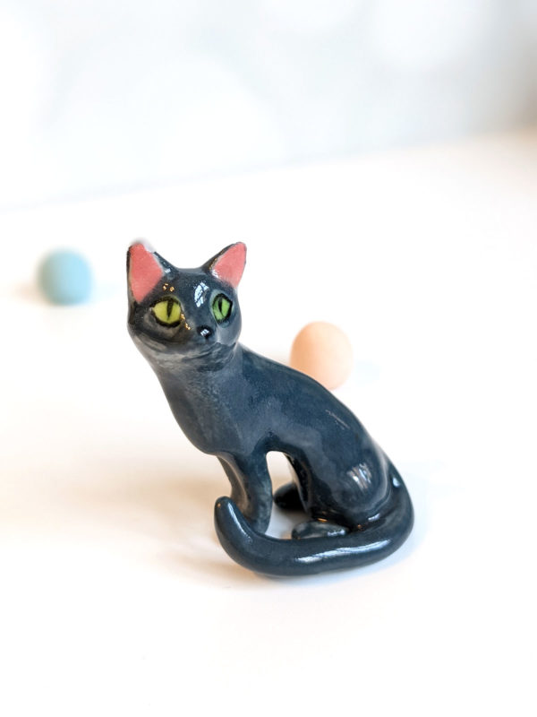 blue cat porcelain figurine