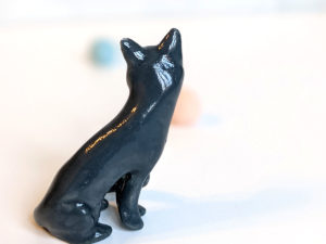 blue cat porcelain figurine