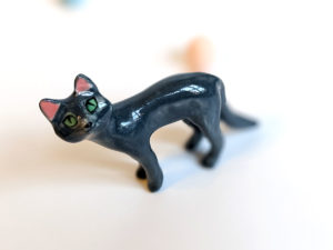 blue cat porcelain figurine