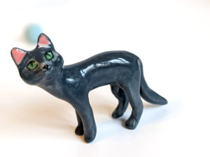 blue cat porcelain figurine