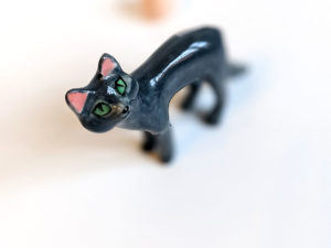 blue cat porcelain figurine