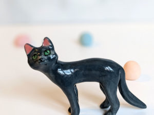 blue cat porcelain figurine