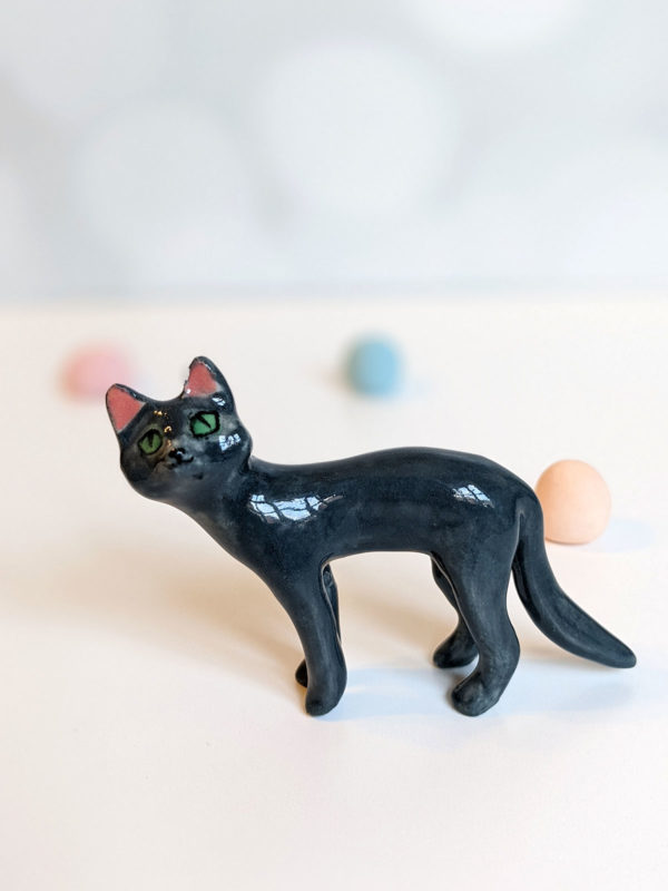 blue cat porcelain figurine