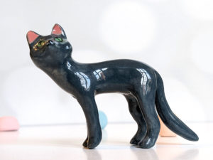 blue cat porcelain figurine