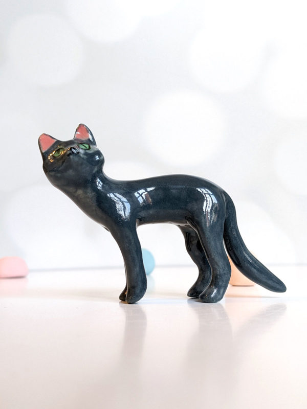 blue cat porcelain figurine