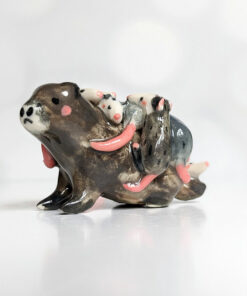 woodchuck opossums babies figurine