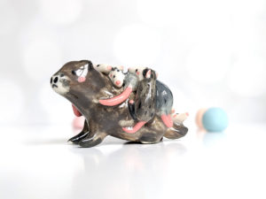 woodchuck opossums babies figurine