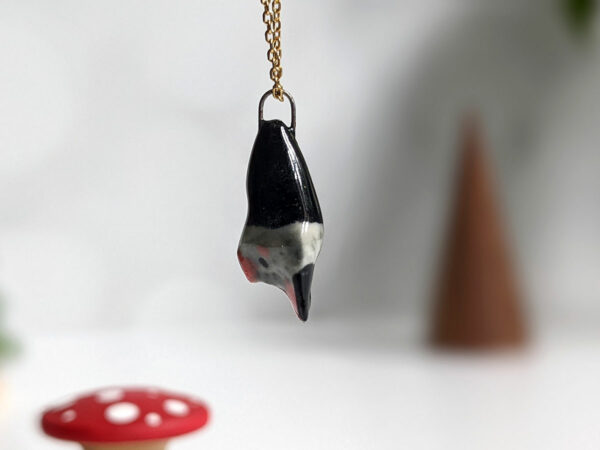 handmade ceramic jewelry bat pendant