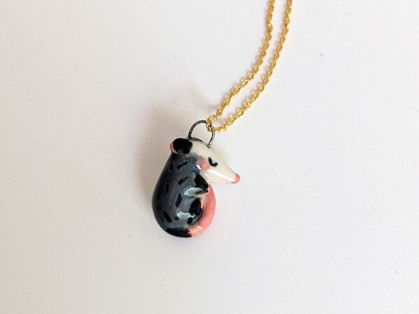sleepy opossum cute porcelain pendant