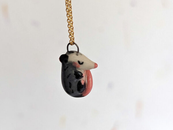 sleepy opossum cute porcelain pendant