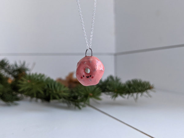 donut porcelain pendant