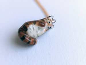 tabby cat porcelain pendant