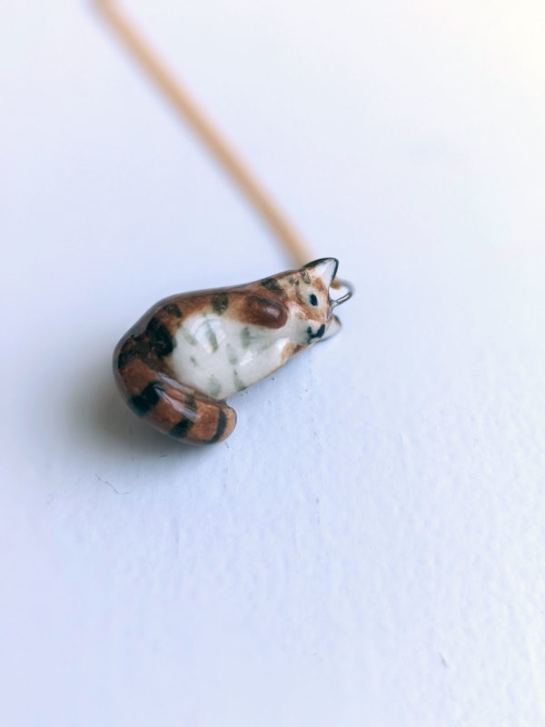 tabby cat porcelain pendant