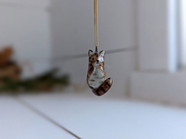 tabby cat porcelain pendant