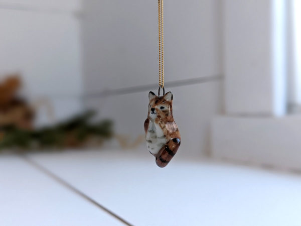 tabby cat porcelain pendant