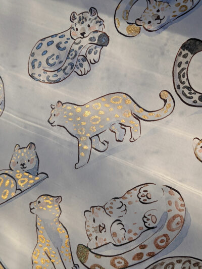 17 Snow Leopards, original watercolor painting - Image 4