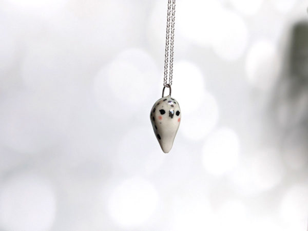 snowy owl pendant pearl porcelain