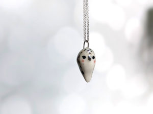 snowy owl pendant pearl porcelain