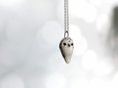snowy owl pendant pearl porcelain