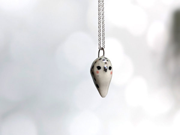 snowy owl pendant pearl porcelain