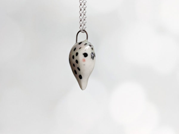snowy owl pendant pearl porcelain
