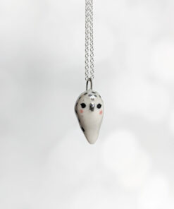 snowy owl pendant pearl porcelain